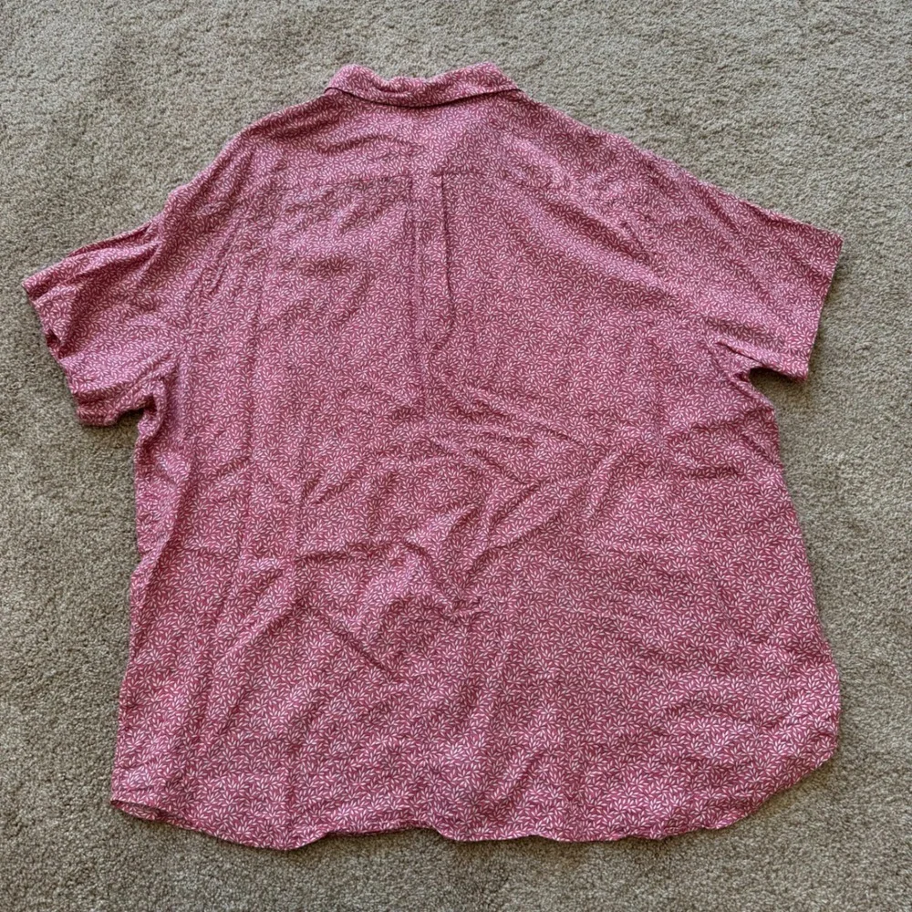 Vineyard Vines Button Down Mens 2XB Red Leaf Print Short Sleeve Shirt